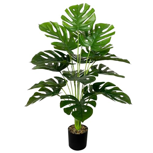 AIVORIUY Piante Finte da Interno con Vaso, Alberi Artificiali Piante Artificiale Grandi Decorazioni Esterno Salotto Balcone Camera da Letto Aesthetic Room Decor Giardino (75cm Palma Monstera Grande)