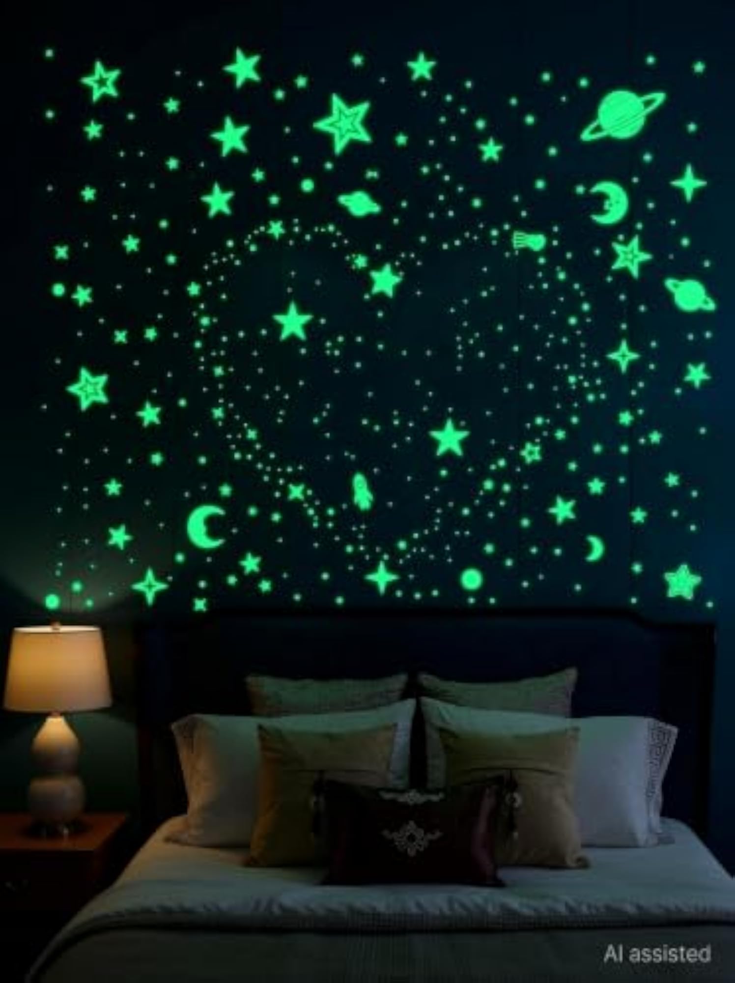 Glow in The Dark Stars & Moon Wall Stickers, 6 Sheets Pack 11