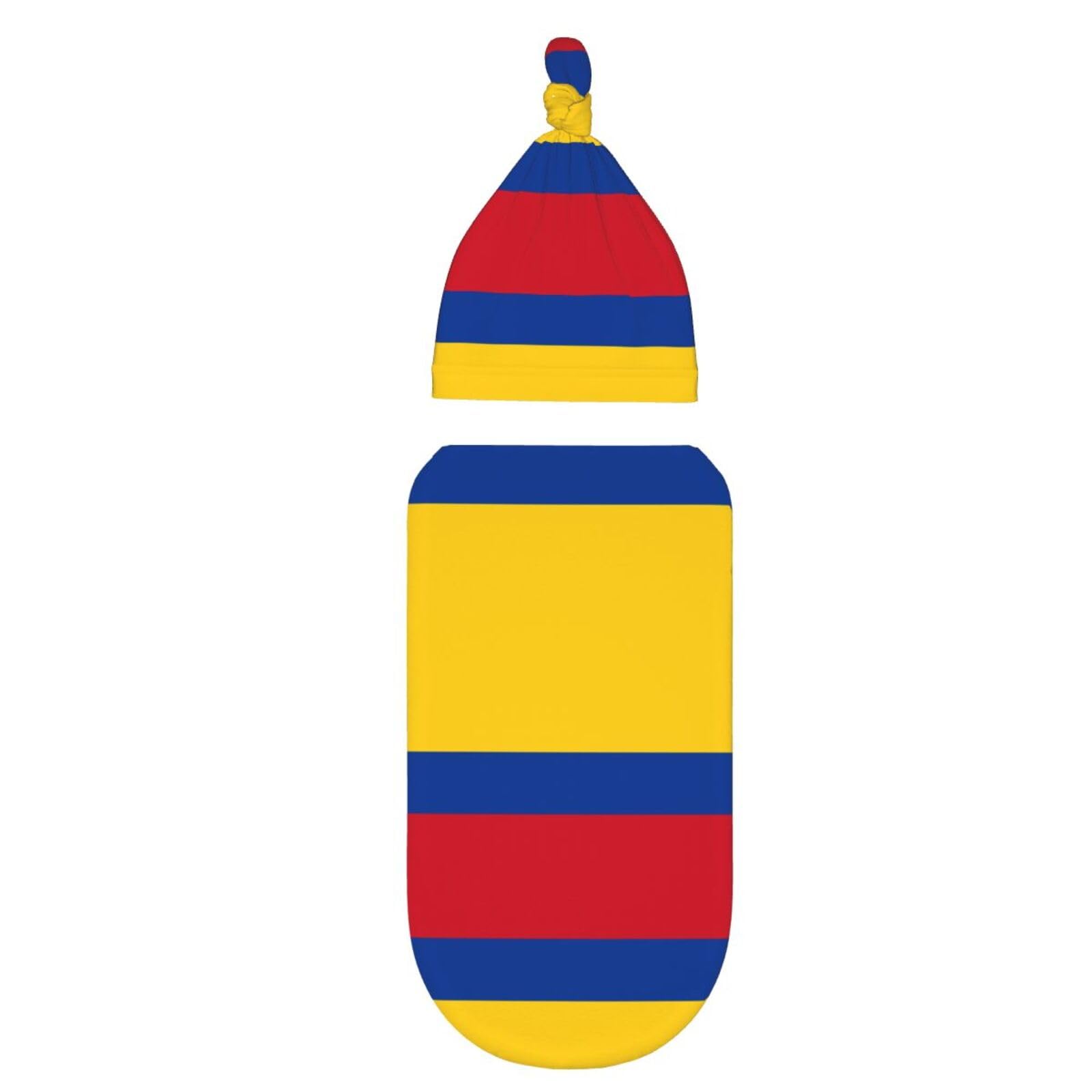Wzycwb Black Newborn Baby Blanket Colombia Flag Baby Swaddle Blanket Universal Reception Kit (With Matching Head Cap)
