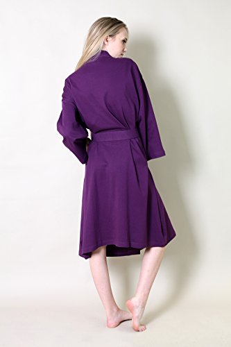 Viverano 100% Organic Cotton Spa Bath Robe Kimono, Super Soft Luxurious Lightweight Non-Toxic Eco-Friendly (L/Xl, Purple) #TOP2