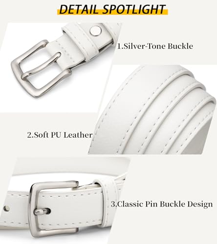 maikun Womens Skinny Leather Belt, Solid Color Pin Buckle, PU Leather Classic Waist Belt for Ladies4