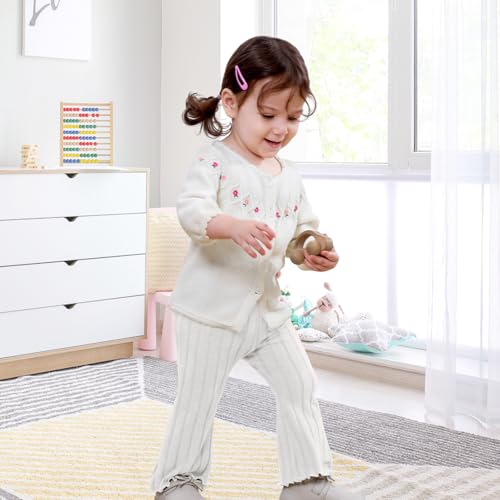 Neutocd Baby Girl Flare Pants Toddler Bell Bottoms Leggings Infant Stretchy Soft Trousers Solid Elastic Waist Pants4