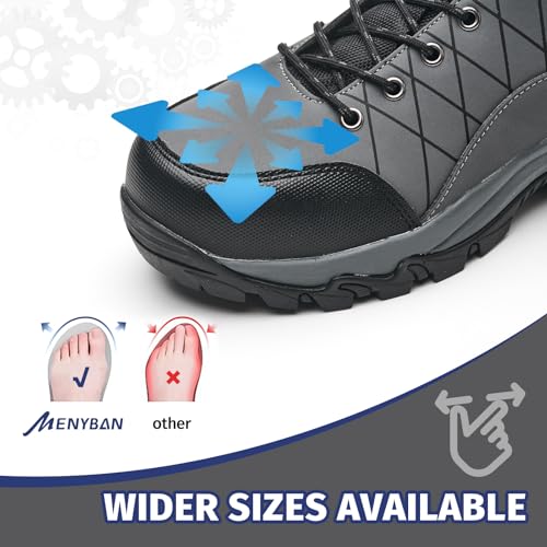 Image of Men's Waterproof Steel Toe Work Boots | Durable Slip-Resistant Puncture-Proof Outsole, Wide Width Sizes for Industrial Construction Outdoor Use