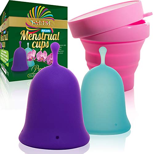 Talisi Reusable Menstrual Cups with Collapsible Silicone Foldable Sterilizing Cup Set of 3 Small Lar - //coolthings.us