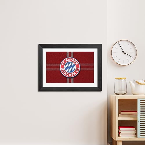 Image of TenorArts Bayern Munich Football Club Poster 3D Leather Textured Logo Laminated Photo Frame Painting with Matt Finish Black Textures(12 inches x 9inches)