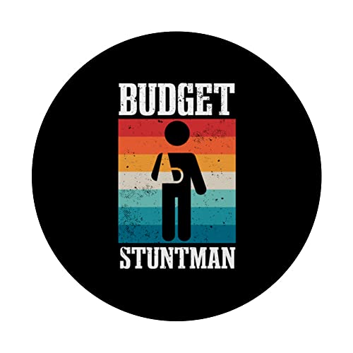 Funny Stuntman Broken Arm Elbow Wrist Injury PopSockets Swappable PopGrip, Black - Image 3