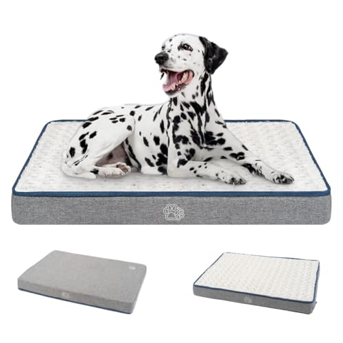 EMPSIGN Cuscino Reversibile per Cane Taglia Grande, fresca e calda, Materassino Impermeabile Tappeto Sfoderabile Lavabile, 106x71x7,5cm, Grigio