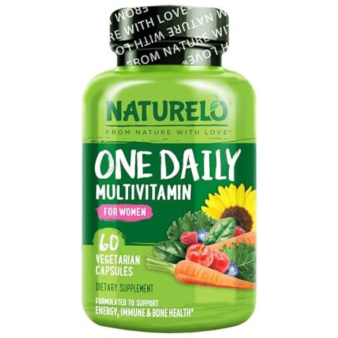NATURELO One Daily Multivitamin for Women - Energy Support - Whole Food Supplement to Nourish Hair, Skin, Nails - Non-GMO - No Soy - Gluten Free - 60 Capsules - 2 Month Supply Cover