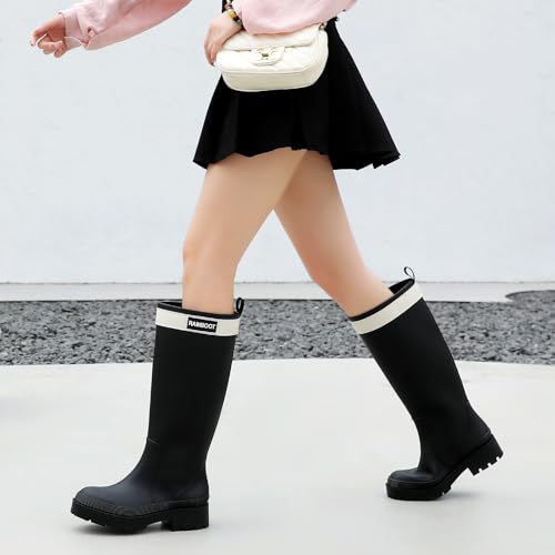 Rain Boots for Women, Waterproof Rubber Garden Boots Durable Slip Resistant Muck Boots,Tall Water Fishing Shoes Comfort Knee High Work for Outdoor4