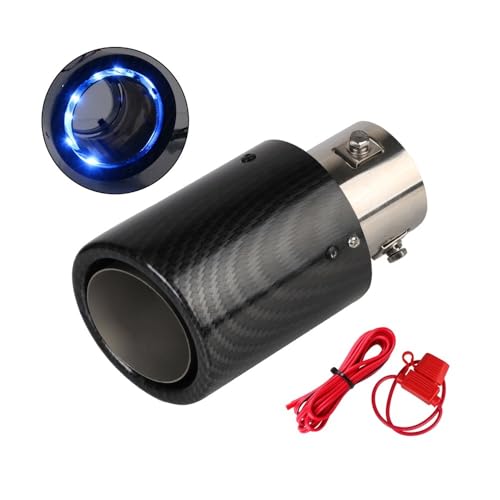 Tuyau d'échappement de voiture carbone 63 mm universel modifié avec embout lumineux LED