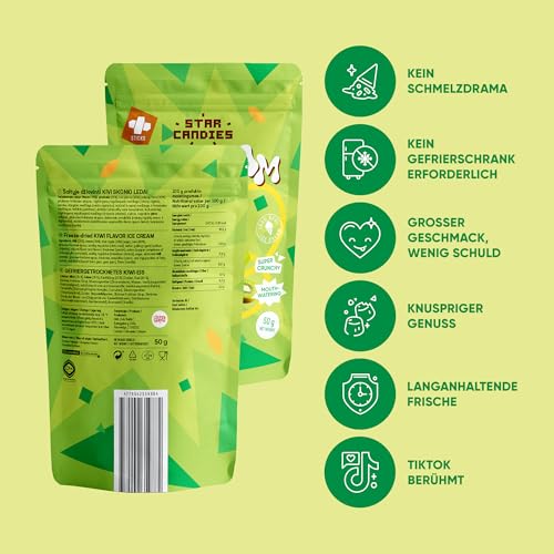 Star Candies Gefriergetrocknetes Kiwi-Eis | Gefriergetrocknete Süßigkeiten | Freeze Dried Candy | Weltraum- und Astronauten-Snack | Camping, Party Essen | Geburtstags- oder Party (150 g, 3er Pack)
