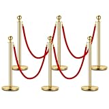 6 Stück Edelstahl Absperrpfosten Seil Abgrenzungsständer Kugelkopf Rote Samtseile Goldene Säule Crowd Control Barriers Abgrenzungsständer Absperrpfosten Für Theater Hochzeit Museen Und Ausstellung