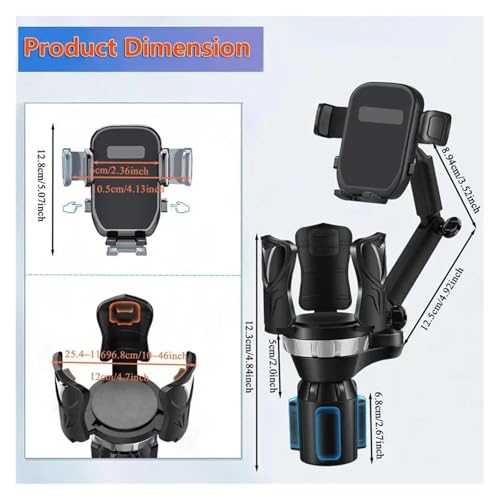 Extensor para portavasos de carro con soporte para celular 2 en 1 miniatura 3