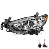 SOCKIR Halogen Model Projector Headlight Assembly Fit for 2014-2017 Mazda 6 Sedan 4-Door with All Bulbs OE Style Headlamp Replacement Left Driver Side