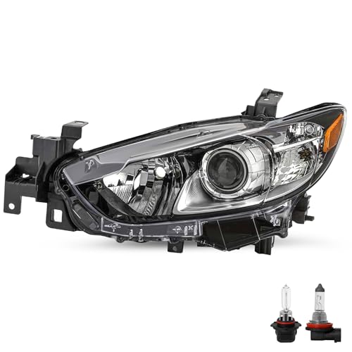 SOCKIR Halogen Model Projector Headlight Assembly Fit for 2014-2017 Mazda 6 Sedan 4-Door with All Bulbs OE Style Headlamp Replacement Left Driver Side