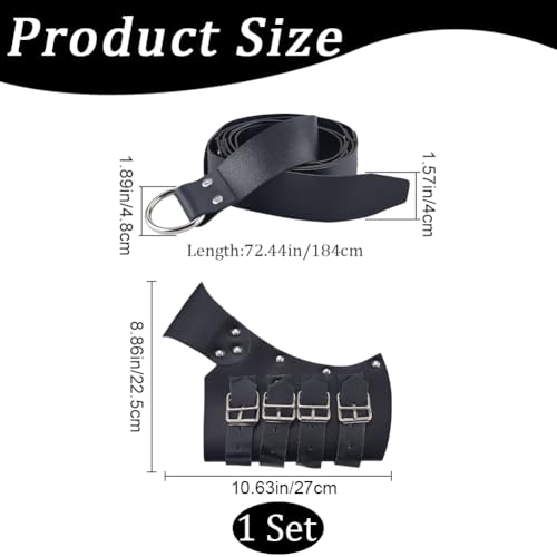 Image of GORGECRAFT Medieval Sword Holder Faux Leather Sheath Frog Waist Belt Retro Renaissance Adjustable Black Belt Sword Dagge