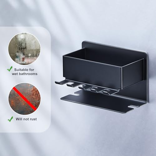 Image of Toothbrush Head Holders, Electric Tooth Brush Head Holder, Adhesive Toothpaste Holder for Shower Bathrooms, Wall Mounted Tooth Brushing Holder Organizer Storage (Black, Small)