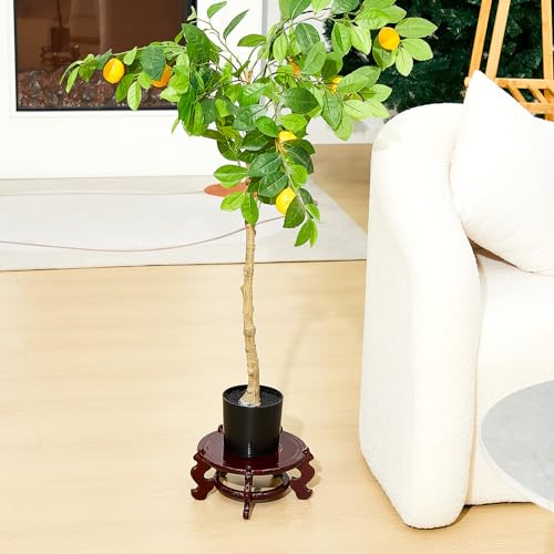 Geetery 2 Pcs 4 to 12 in Wooden Plant Stands Indoor Chinese Oriental Plant Stand for Vase Fishbowl Flower Pot Lamp Redwood Base Vintage Display Rack Decor(8 Inch)