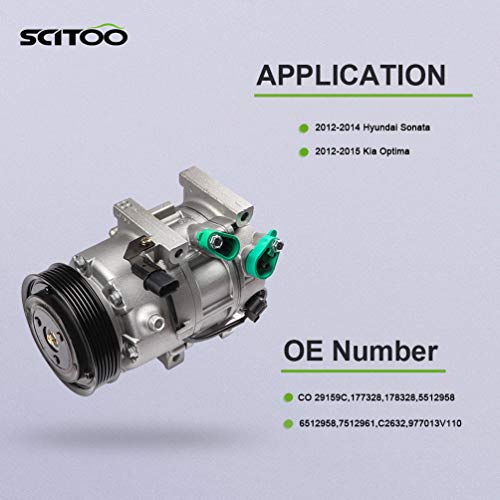 Scitoo Ac Compressor 2012-2014 Compatible For H-Yundai Sonata 2012-2015 For Kia Optima 2.0L 2.4L Co 29159C Air Conditioning Compressor #TOP1