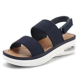 mysoft Women's Walking Sandals Comfortable Air Cushion Platform Elastic Ankle Strap Open Toe Ourdoor Summer Shoes