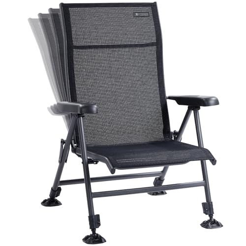 X Strike Folding Camping Chair Support 350 LBS, Outdoor Fishing Chair for Adults Breathable Mesh with Adjustable High Back Support and Leg, Aluminum Frame for Fishing, Camp, Lawn, Patio.