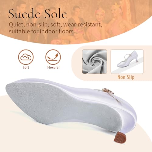 SWDZM Rhinestone Womens Latin Dance Shoes Suede Sole Ballroom Waltz Social Dance Shoes Closed Toe4