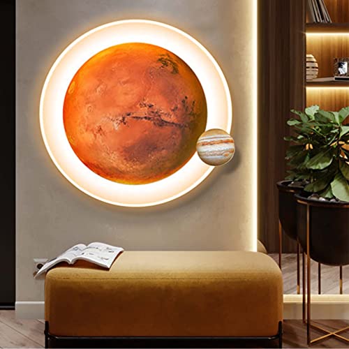 Décoration murale en métal lune LED lumineuse moderne avec télécommande