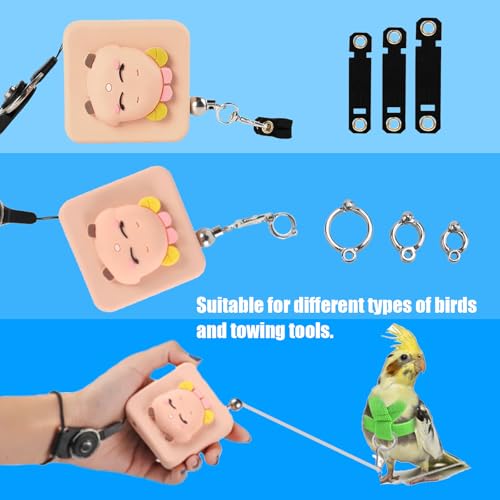 Image of Bird Leash Bird Traction Rope Parrot Flying Rope Adjustable Small Animal Walking Harness 20FT /236IN with 6 Different Sizes of Soft Foot Ring (20FT, White cat)