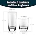 Libbey Polaris Tumbler and Rocks Glass Set, Elegant Drinkware Glasses Set,, Tall Drinking Glasses with Modern Clean Lines, Dishwasher Safe Drinking Glasses Set of 16