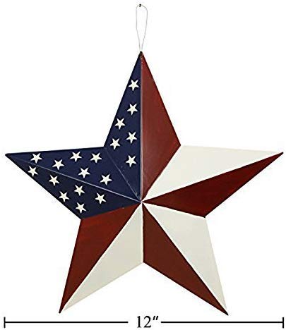 Grace Home Metal Patriotic Old Glory Americana Flag Barn Star Wall Decor July Of 4Th Independence Day Memorial Day Hanging Americana Oudoor Decoration #TOP1