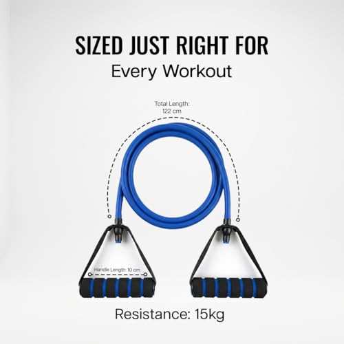 Image of Wiselife Multi-Level Resistance Tube Band Set with Sturdy Foam Handles, Door Anchors, Ankle Strap & Carrying Bag for Exercise, Stretching, Home Gym & Strength | Full Body Workout Upto 150 lbs