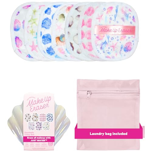 The Original MakeUp Eraser 7-Day Set Erase All Makeup with Just Water Including Waterproof Mascara Eyeliner Foundation Lipstick Sunscreen and More! Seashells 7ct.