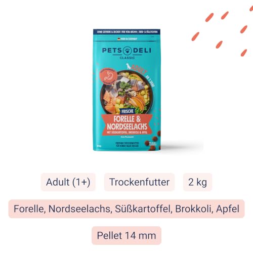 Pets Deli Classic Trockenfutter für Hunde mit Forelle, 2kg