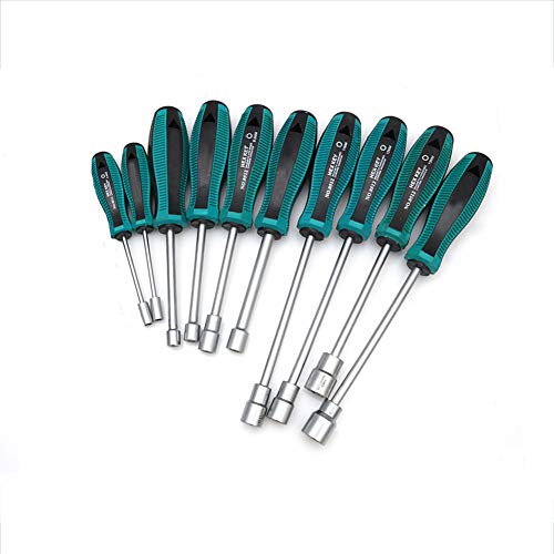Meichoon 10pcs Socket Wrench Screw Driver Non-Magnetic Tip Metal Hex Nut Key Wrench Screwdriver Nutdriver Hand Tool 3-9mm,DF07