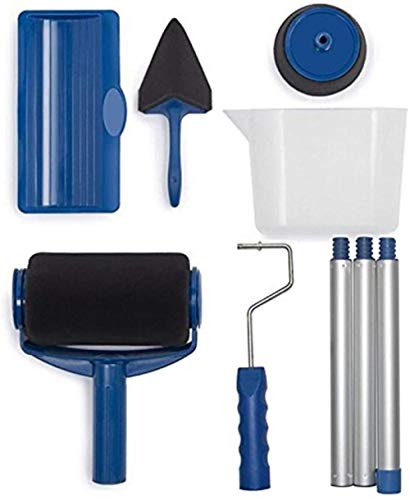 Farbroller-Set mit tropffreiem System, Verlängerungsstange, Eckschneider und Ausgießer, blau, leicht fließend, Profi-Pinsel-Set
