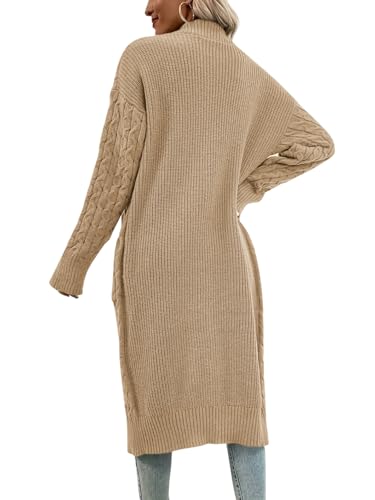 Image of Onedreamer Womens Long Cardigan Sweaters Open Front Cable Knit with Pockets