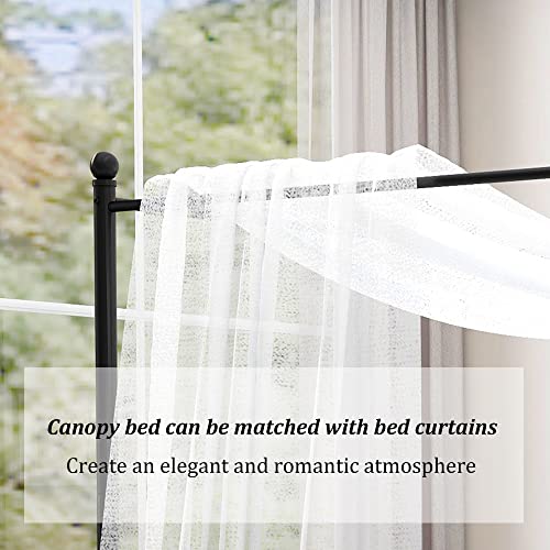 Beautiplove Queen Size Sturdy Metal Canopy Bed Frame With Headboard And Footboard,Easy Assembly,Black #TOP4