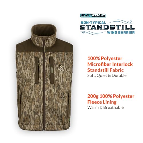 Drake Waterfowl Men's Non-Typical Standstill Heavyweight Durable Warm Fleece-Lined Outdoor Hunting Vest with Agion Active XL, Mossy Oak Bottomland, 3X-Large4