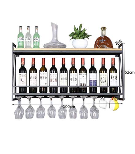 Soporte para botellas de vino de metal y madera, 60×20×52 cm miniatura 2