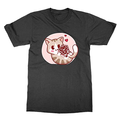 T-shirt chat mignon D20 Dice noir XX-Large ample et confortable pour joueur