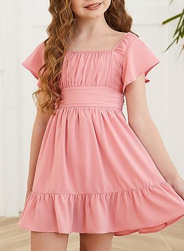 blibean Girls Summer Tie Back Dress Tween Kids Off Shoulder Dresses Size 4-15 Years - Image 3