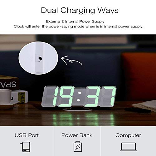 Wake up Light,Sveglia Digitale a LED 3D Voice - Orologio da Parete con Telecomando IR Intelligente 15 Colori Luce Notturna Bianco - Image 3