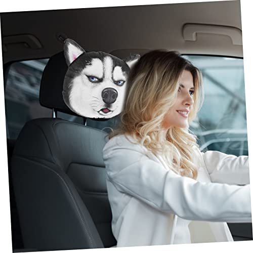 ULTECHNOVO Auto Nackenkissen für Kopfstütze Kleines Kissen mit Hundekopf Design Autositzkissen aus Polyester und Baumwolle für Fahrkomfort