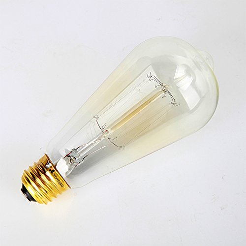 Pear Shape Edison Tungsten Squirrel Cage Filament Vintage Antique Light Bulb E27 ST64 Glass Bulbs Yellow for Living Room, Ambient Accent Lights, Bedroom, Hall Industrial- Home Decor Items - Pack of 2
