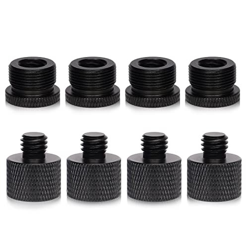 SAVITA 8pcs Ensemble Adaptateur Pas de Vis Micro, Adaptateurs pour Pied de Microphone 5/8 à 3/8, Alliage d'Aluminium Adaptateurs de Filetage Micro 3/8 à 5/8 pour Appareil Photo Trépied (Noir)