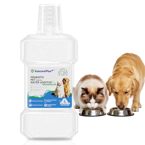 VUNCAREPLUS Probiotic Pet Dental Water Additive for Dogs & Cats, 8.5 oz Dog Cat Oral Care Solution, Dental Care Supplement, Fights Plaque Tartar Bad Breath, No Brushing Water Additive