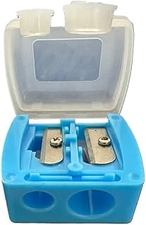 مبراة اقلام مكياج بفتحات مزدوجة من سلاسل، ازرق فاتح