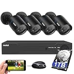 Maisi HD CCTV Camera System, 8 Channel 3K Security DVR with 4PCS 5MP Outdoor Bullet Cameras and 1TB Hard Drive (2560x1920p, Night Vision (4 Cam)