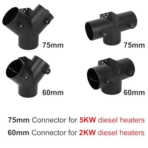 Copgge Diesel Heater Duct Connector Parking Heater Pipe Ducting Connector Air Heater Duct Outlet Vent Connector with Adjustable Valve Flap for Eberspacher Webasto Diesel Heater 2KW (Y Branch 60MM)