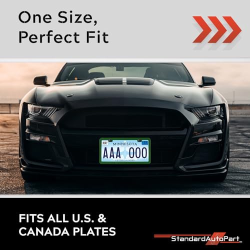 Image of Premium Slim Green License Plate Frames - 2 Pack, Rust-Free Stainless Steel & Rattle-Free, Street Legal, Universal with Screw Caps, Thin Metal Front & Rear Car Tag Holders Unisex